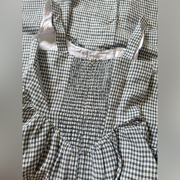 NEW Reformation Balia Midi Linen Dress in  Slate Check Plaid Navy White | size 4 - Picture 14 of 16